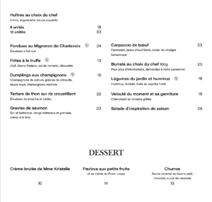 Menu midi | Horaire estival | Bijou restaurant | Vieux-Québec